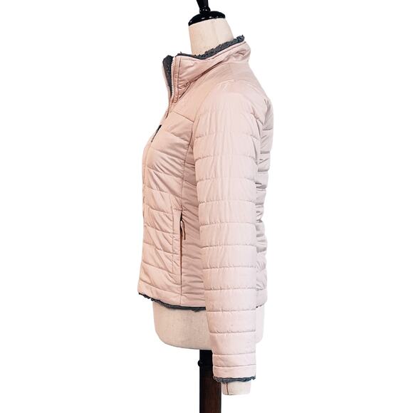 North Face Reversible Mossbud Swirl Jacket Girls M Fits Women XS Pink/Fur - Picture 9 of 15